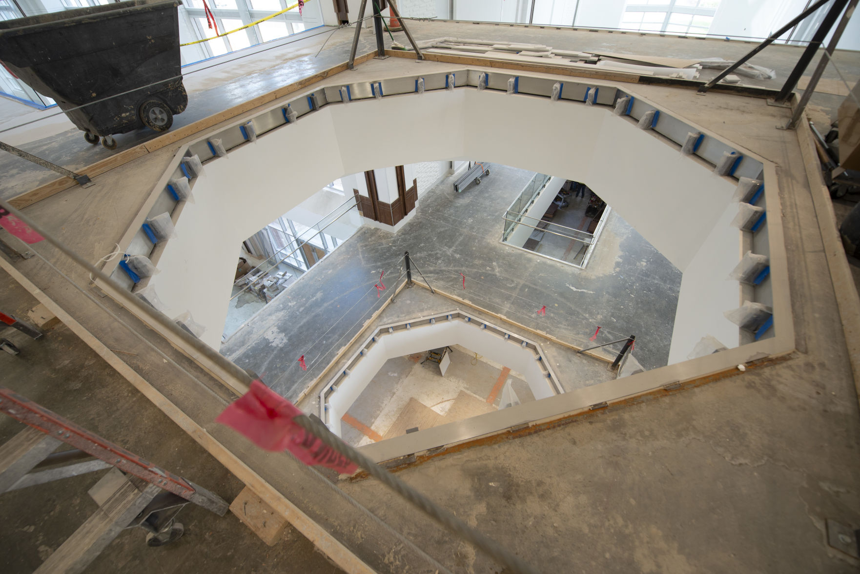 Large hole for sculpture UT Student Union Tour - August 7, 2018